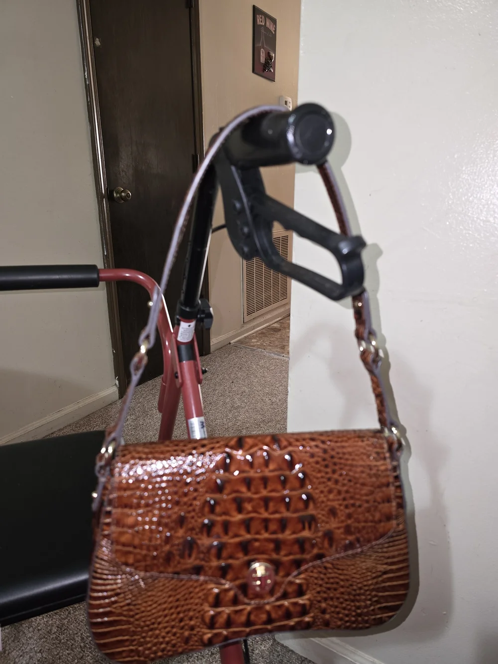 Brahmin Pecan  Croc-Embossed Shoulder Bag  Like new Condition no Call Outs